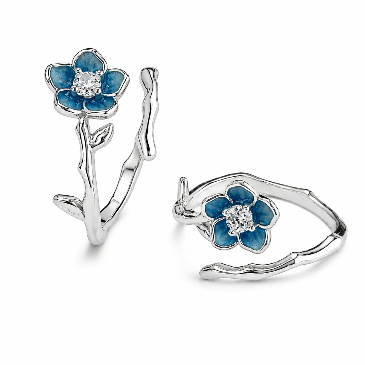 Blue Blossom Vine 925 Silver Toe Ring