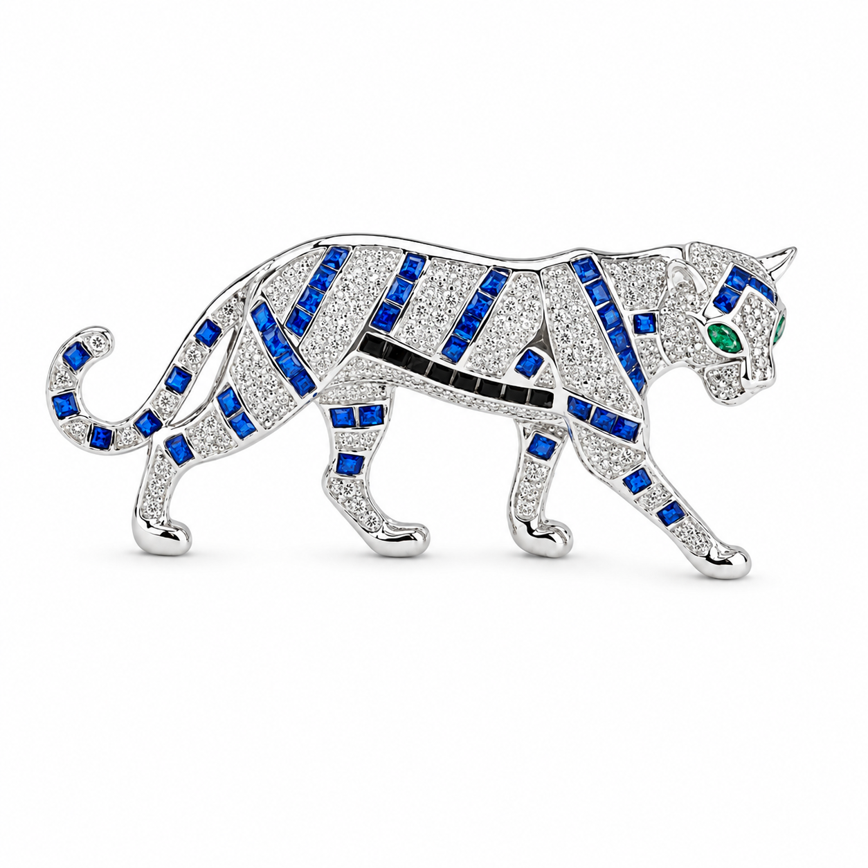 Blue Stripe Tiger 925 Silver Brooch  SKU