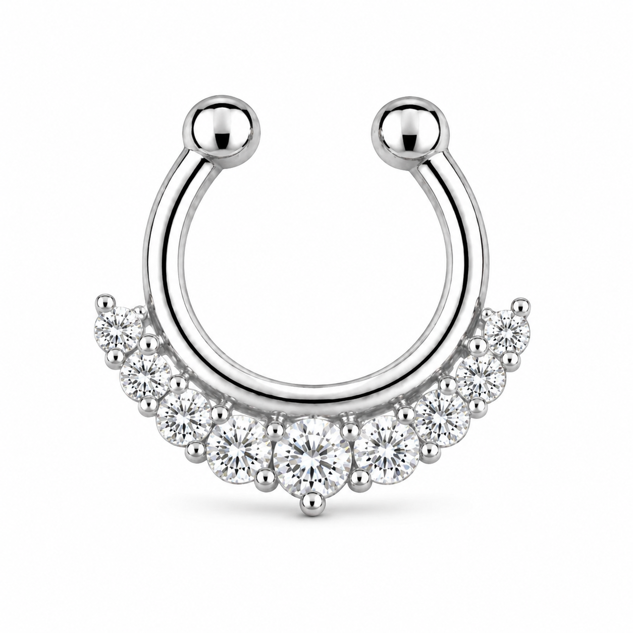 Classic Crescent Pavé 925 Silver Septum Ring