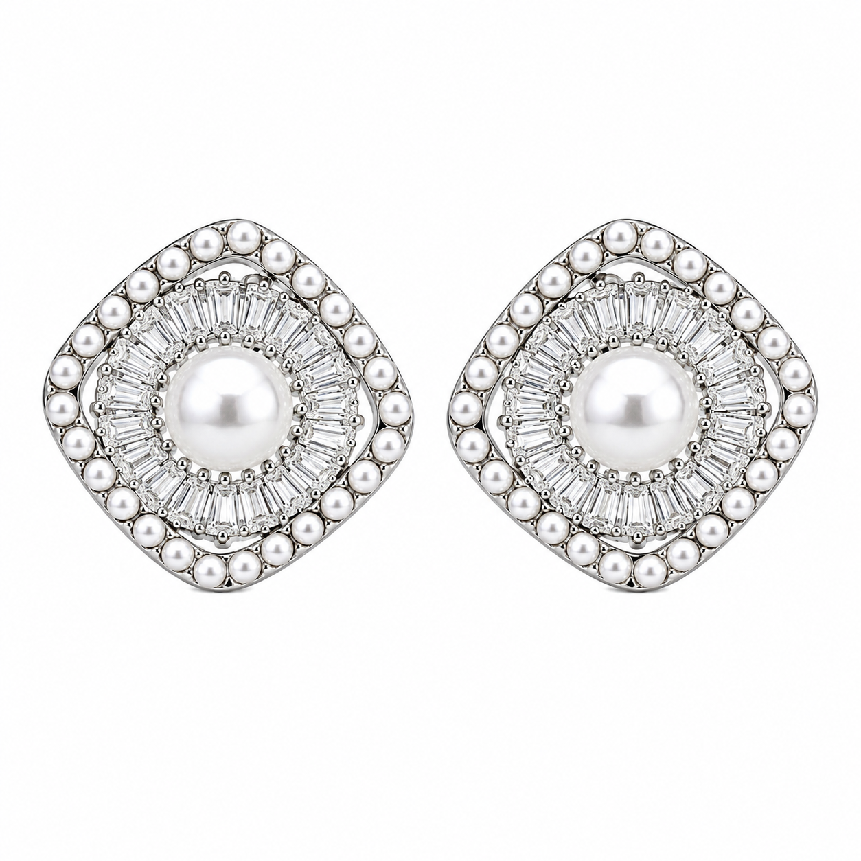 Classic Pearl Halo Stud Earrings