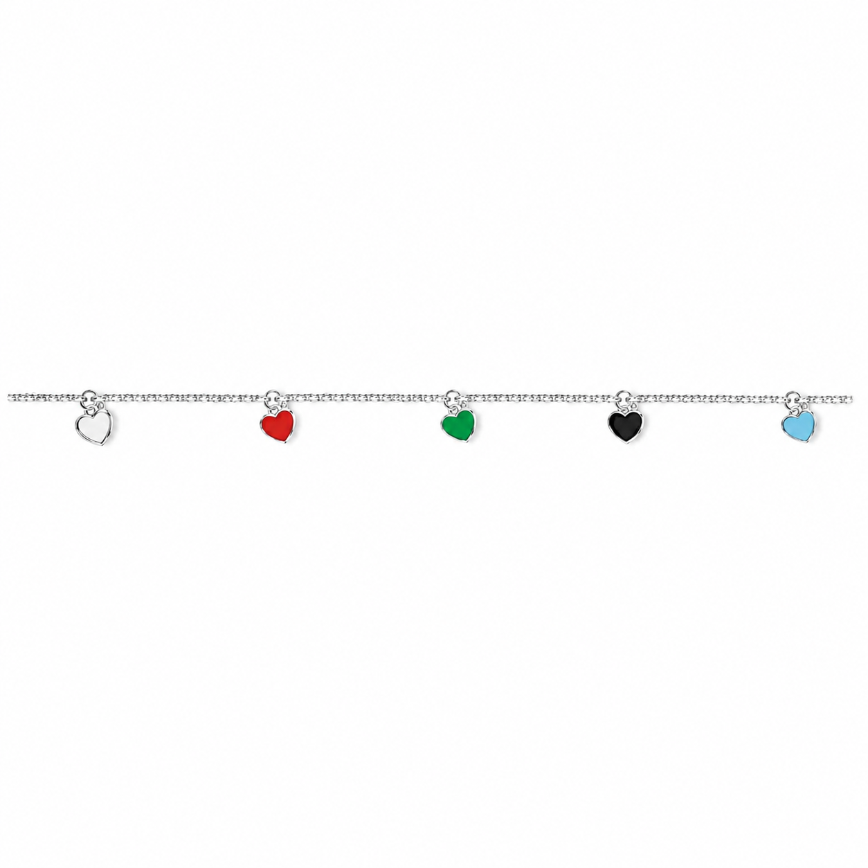 Colorful Heart Charm 925 Silver Waist Chain