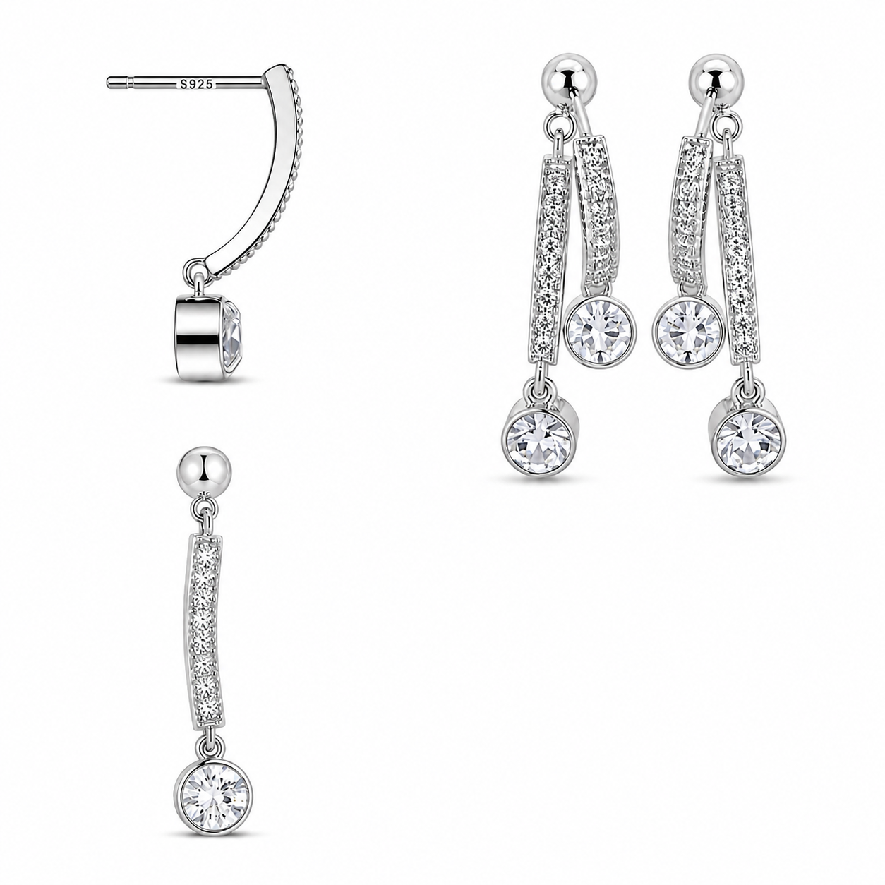 Crystal Bar Drop Earrings