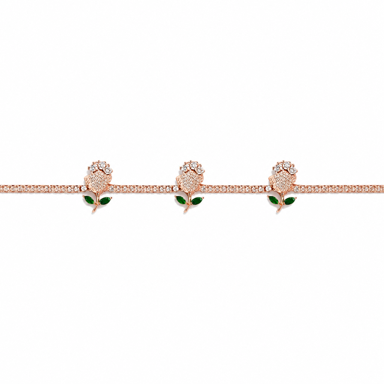 Crystal Rose 925 Silver Anklet