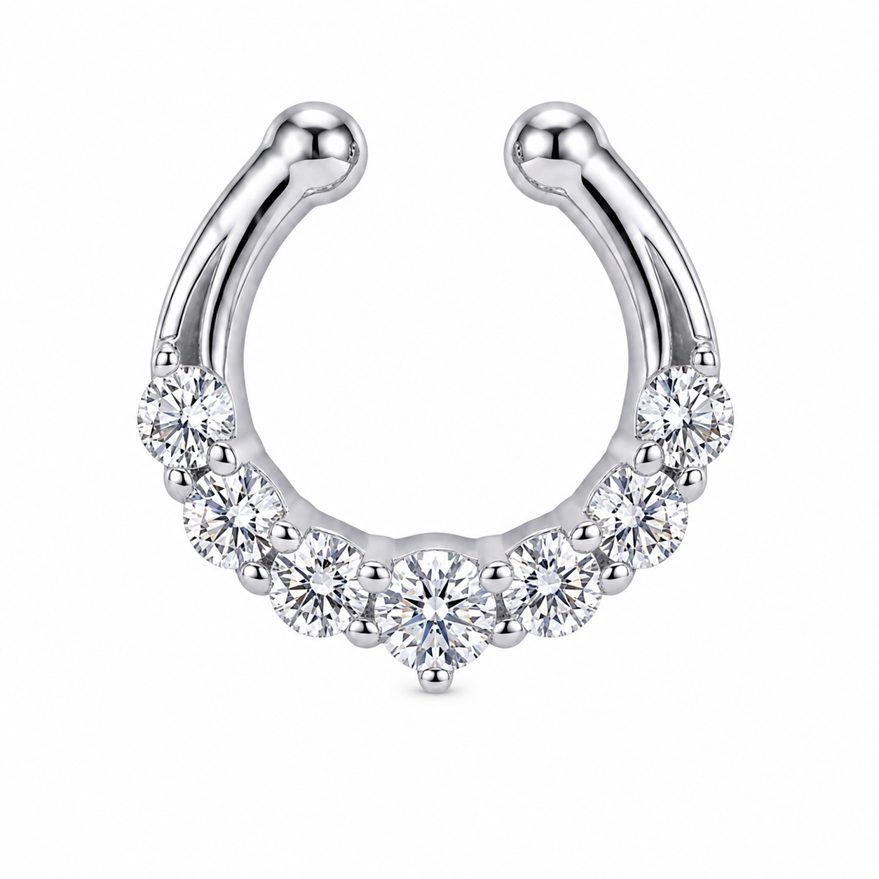 Curved Pavé 925 Silver Septum Ring