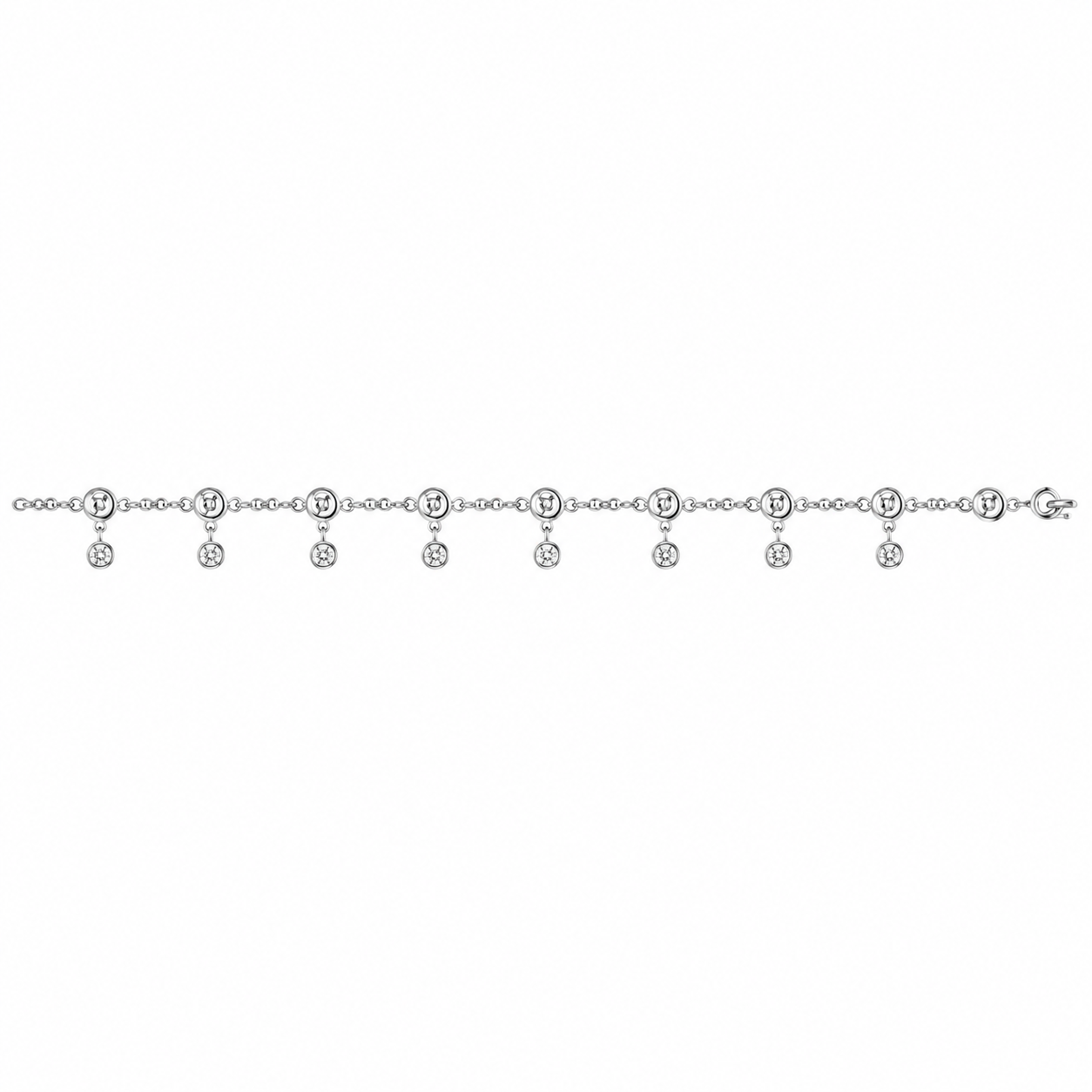 Dangling Solitaire Disc 925 Silver Waist Chain