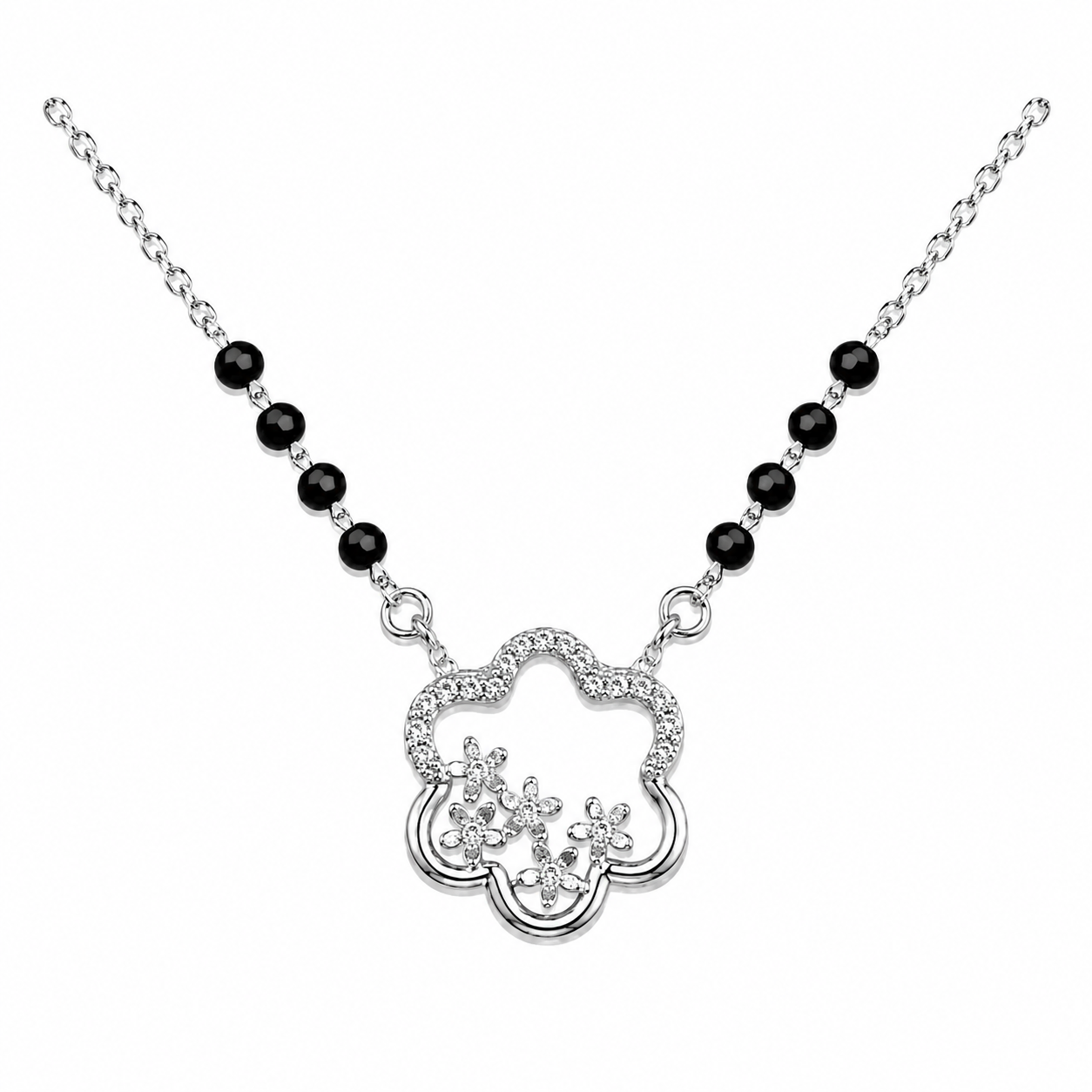 Floral Blossom 925 Silver Mangalsutra