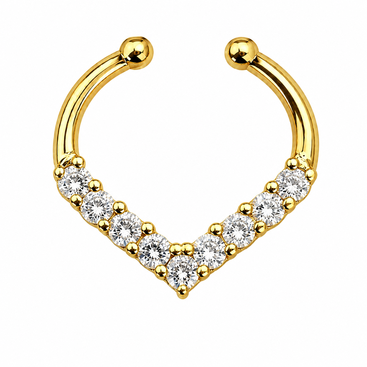 Gold Chevron Pavé 925 Silver Septum Ring