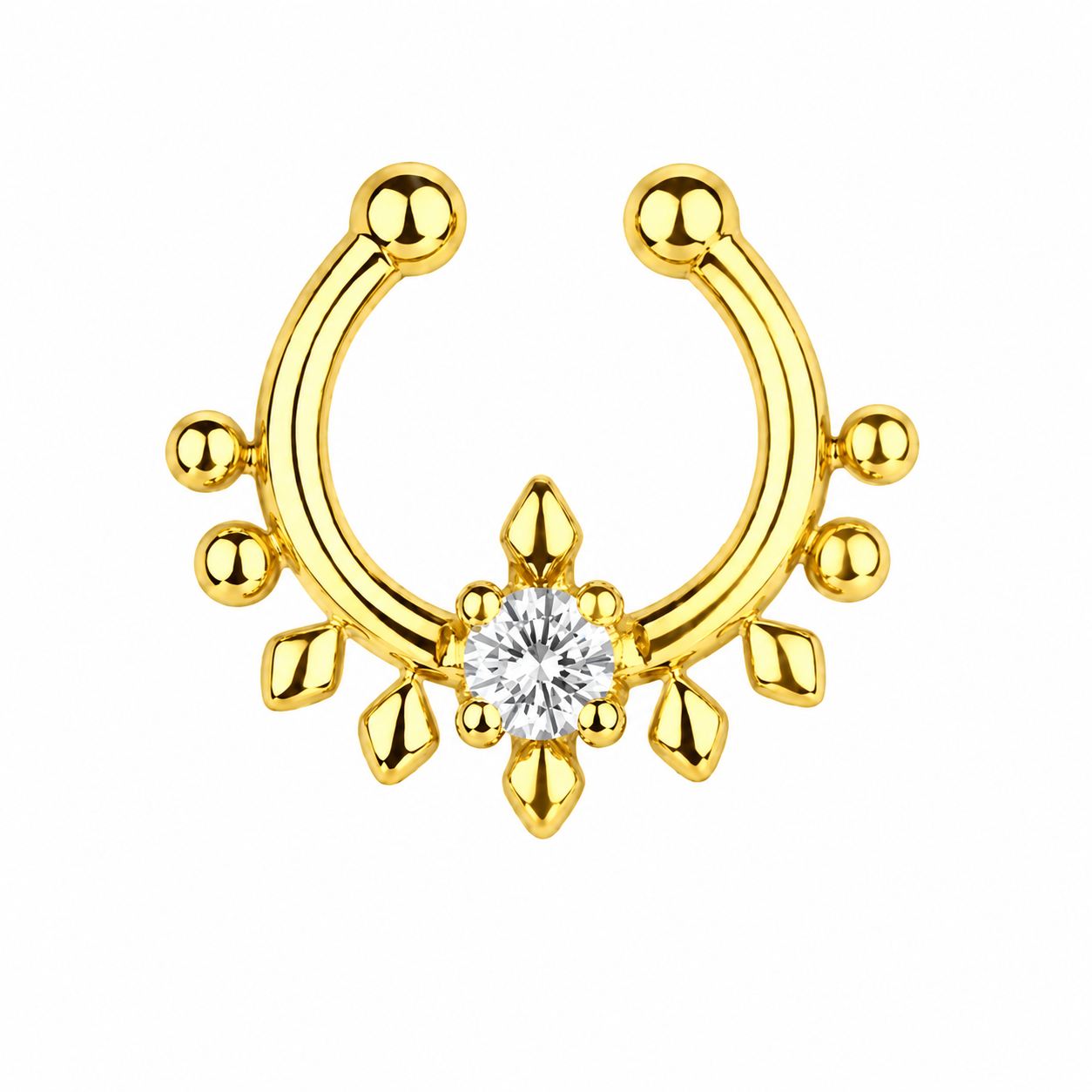 Golden Sunburst 925 Silver Septum Ring
