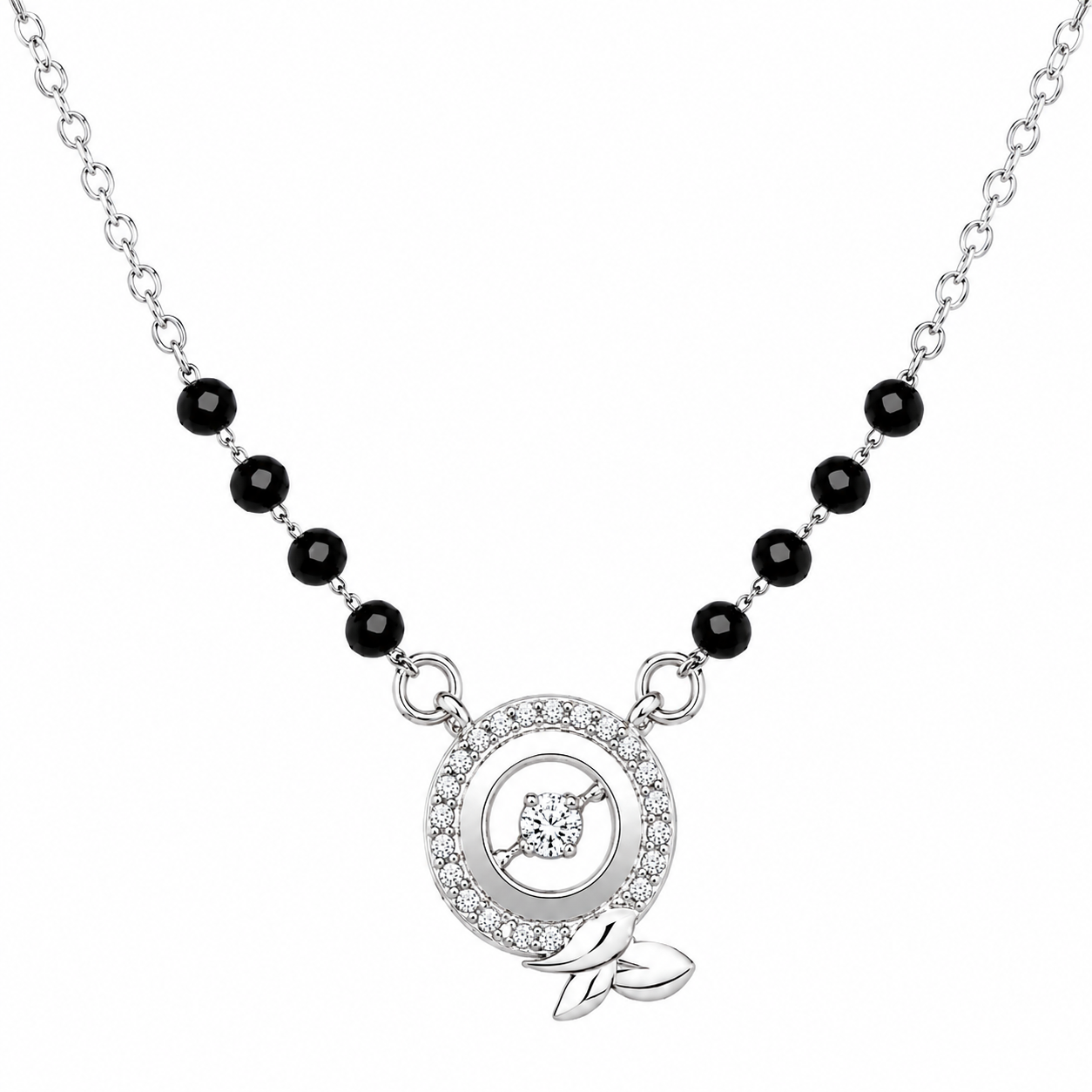 Halo Leaf Circle 925 Silver Mangalsutra