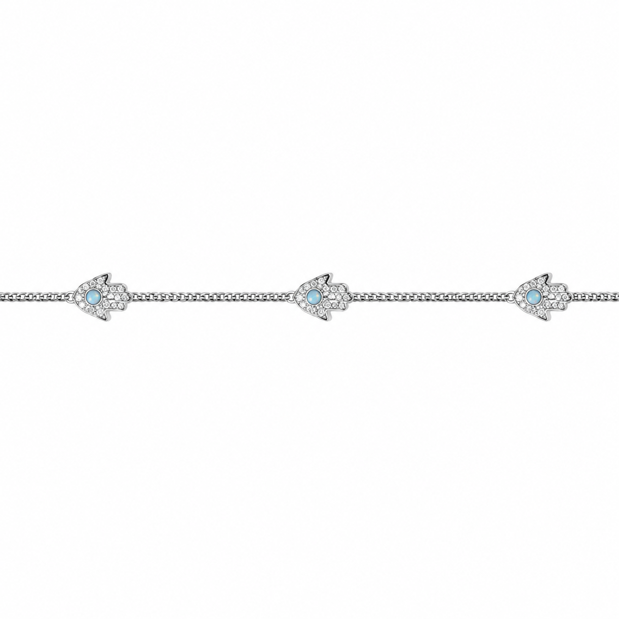 Hamsa Hand 925 Silver Anklet