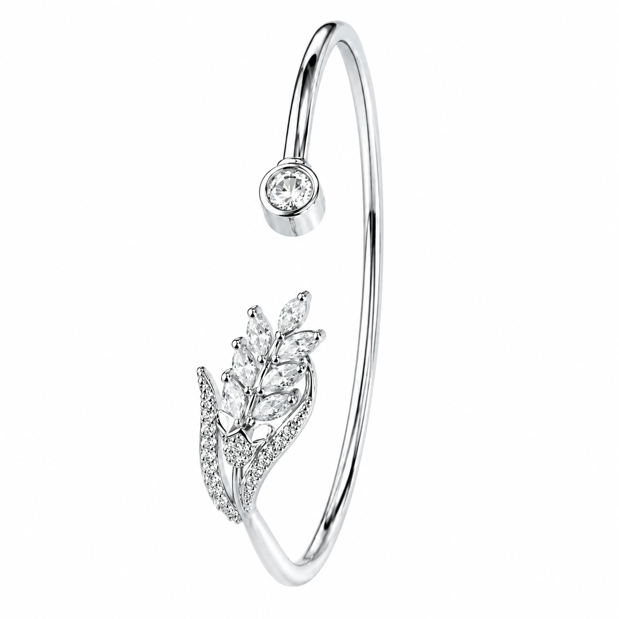 Leaf Motif Open Cuff Bracelet