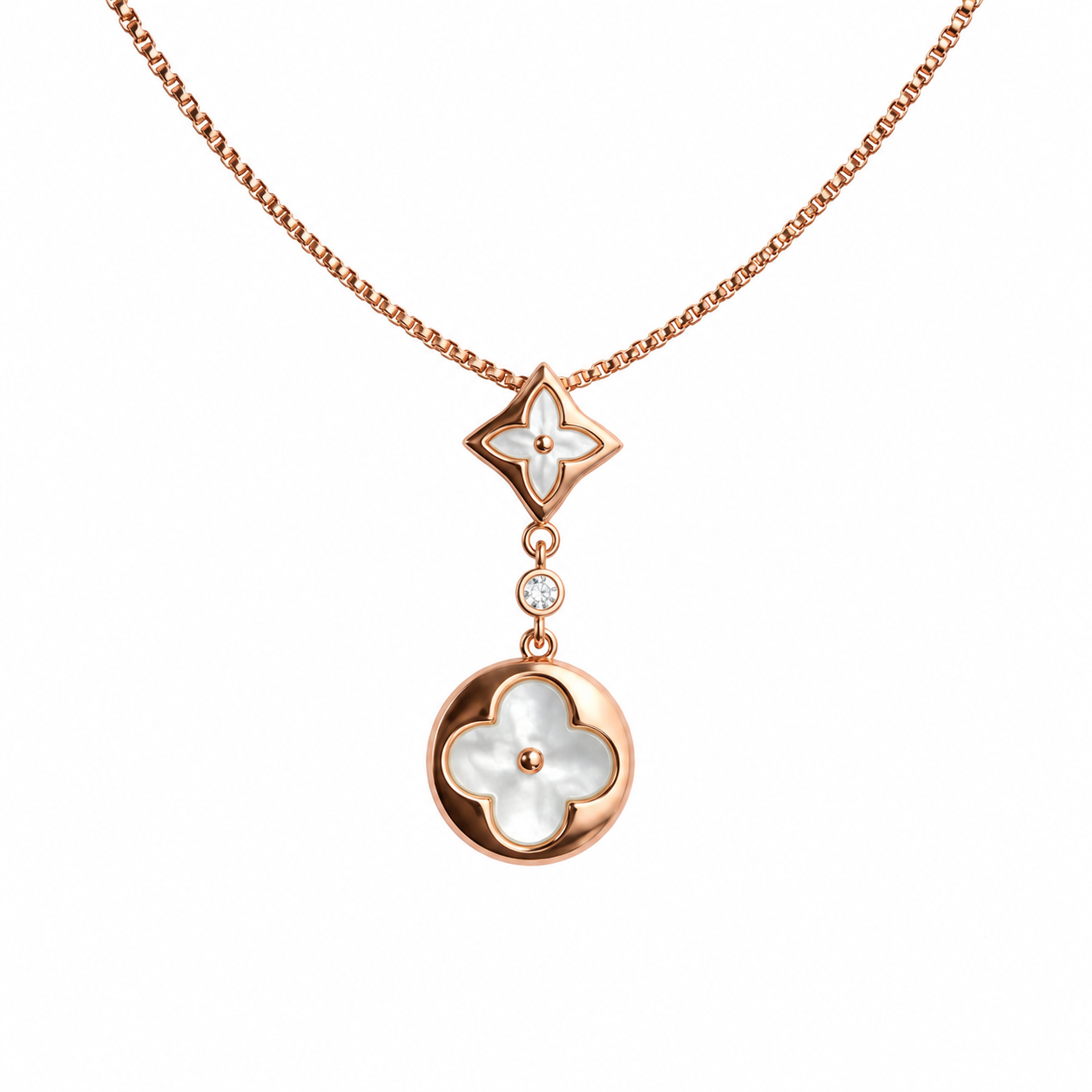 Mother of Pearl Clover 925 Silver Pendant Chain