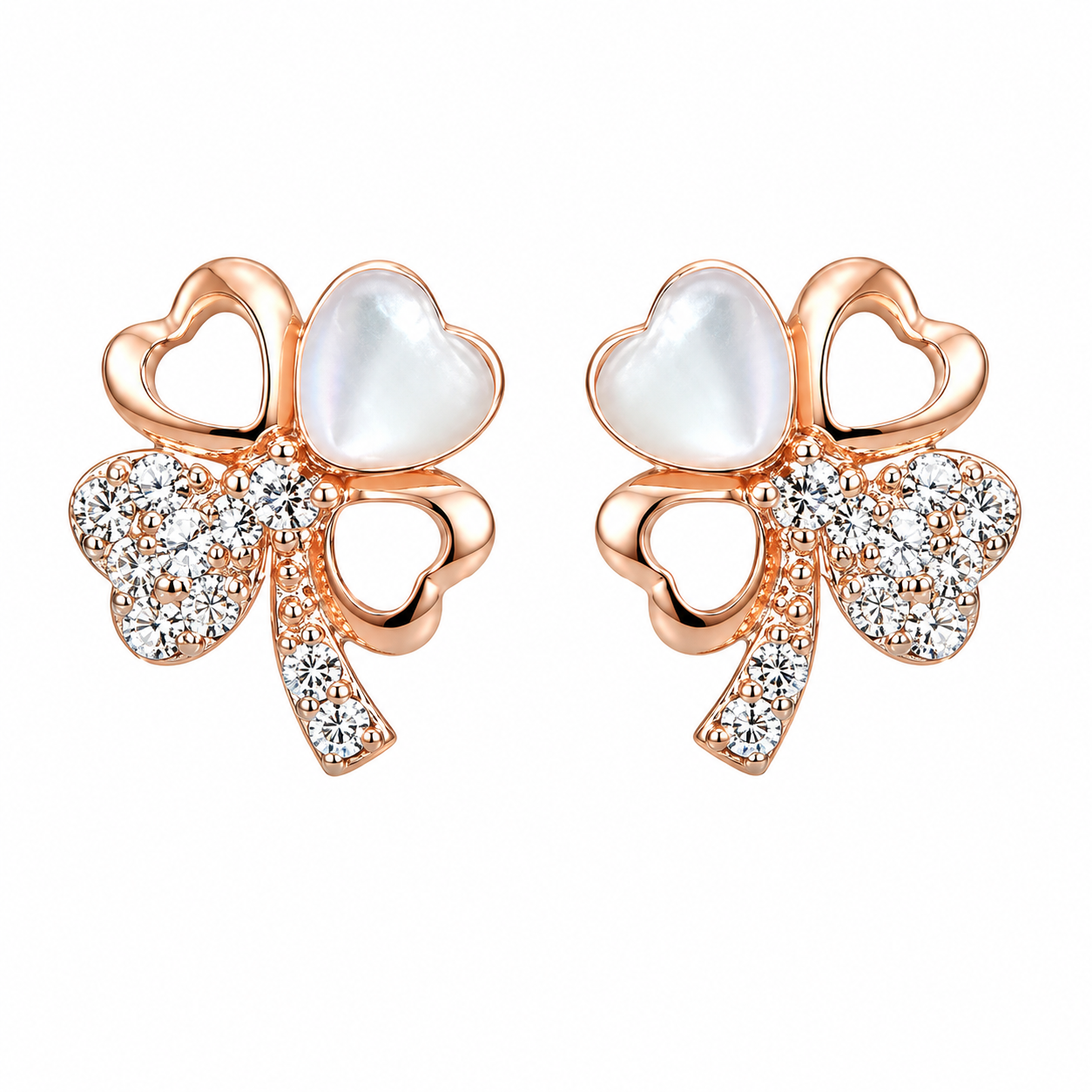 Mother of Pearl Clover Stud Earrings