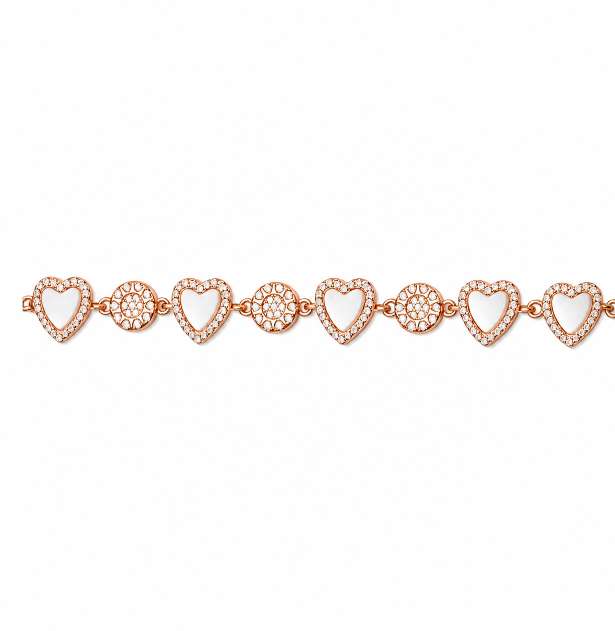 Mother of Pearl Heart Link Bracelet