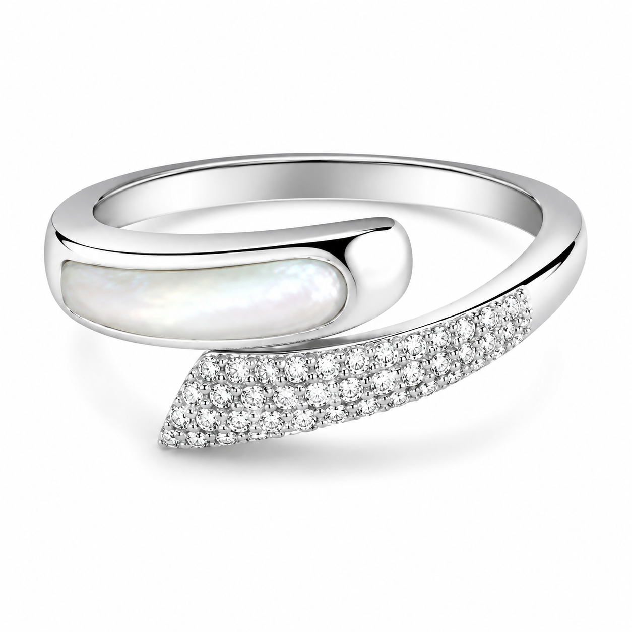 Mother of Pearl Leaf Wrap 925 Silver Ring