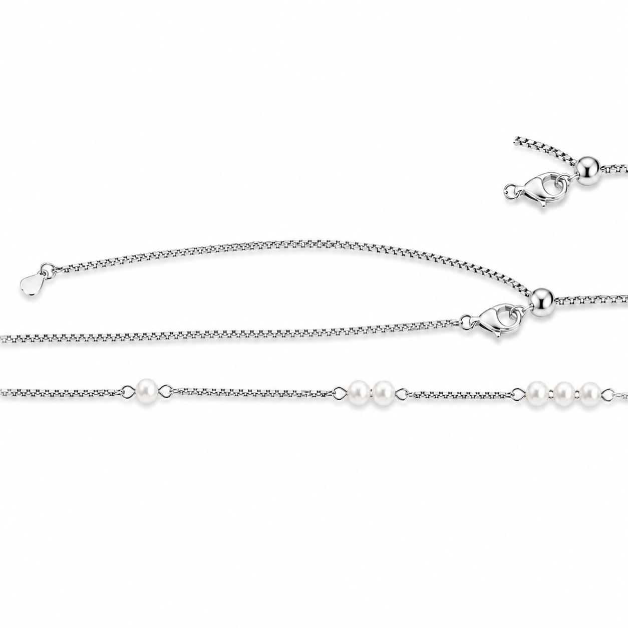 Pearl Station Adjustable 925 Silver Waist Chain