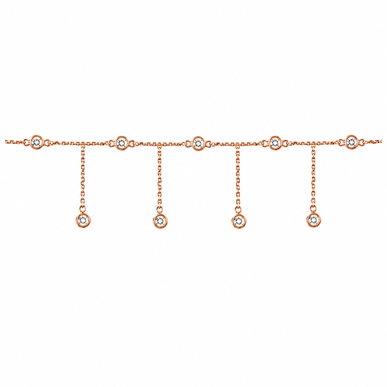 Rose Gold Dangling Bezel 925 Silver Waist Chain