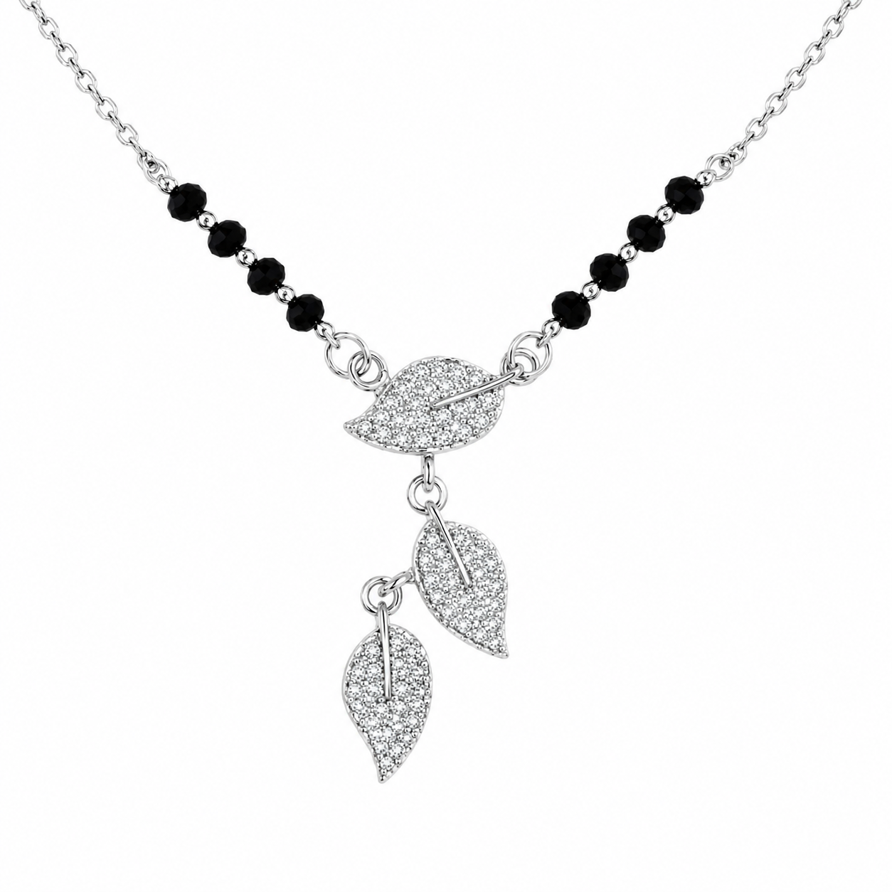 Sparkling Leaf Drop 925 Silver Mangalsutra