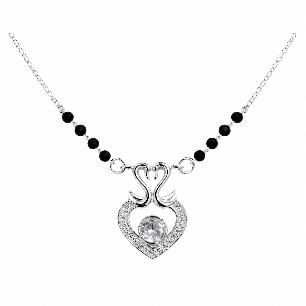 Swan Heart Solitaire 925 Silver Mangalsutra