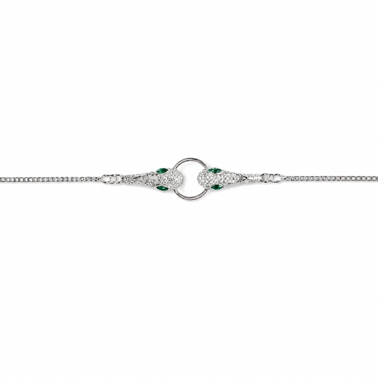Twin Panther Crystal 925 Silver Anklet