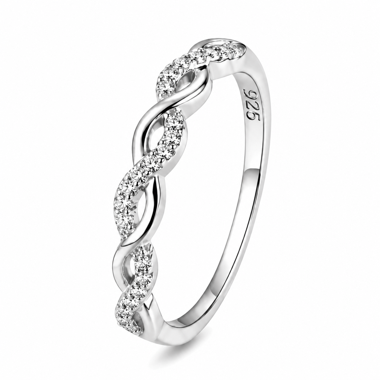 Twisted Infinity Pavé 925 Silver Ring